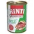 Rinti Kennerfleisch med vildt, kornfri. Rinti siden 1983 Original. Dåse med kødstykker og grøn baggrund.