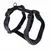 Black dog harness with adjustable straps and click fasteners, padded for extra comfort.