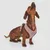 Hund trägt ein rot gemustertes Geschirr mit sichtbarem Logo 'Nomad Tales'.
