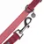 Rode nylon hondenriem met zwarte metalen karabijnhaak en ring, fluwelen detail en hanger met NT-logo.
