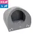 Niche grise en tissu pour chien, forme cabane, coussin intérieur. Icônes indiquant tailles XS et L visibles en haut à gauche. Niche grise en tissu pour chien, forme cabane, coussin intérieur. Icônes indiquant tailles XS et L visibles en haut à gauche.