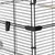 Close-up of a metal cage corner showing secure plastic connectors and clips for assembly and stability.