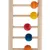 Échelle en bois avec perles colorées orange, jaune, rouge et bleu, adaptée comme jouet pour oiseaux ou petits animaux. Matériau visible : bois.