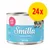 Smilla Kitten våtfoder med kalv, 200 g burk, text: WITH VEAL, CONTAINS TAURINE, GRAIN-FREE, FOOD FOR A LIFETIME, 24x i gul cirkel Smilla Kitten våtfoder med kalv, 200 g burk, text: WITH VEAL, CONTAINS TAURINE, GRAIN-FREE, FOOD FOR A LIFETIME, 24x i gul cirkel