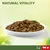 Bowl of dry pet food with text 'NATURAL VITALITY', icons for beef and chicken, and '1+' age indicator visible at the bottom right.