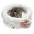 Cat bed made of white plush with pink paw motif, cat lying inside. Visible logo: Trixie.