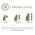 Conseils d’alimentation pour chats : jusqu’à 3 kg 20–40 g, 3–5 kg 40–60 g, plus de 5 kg 60–100 g. Texte en anglais : Feeding guide, Encore complete dry cat food.