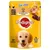 Pedigree junior chicken in jelly, 100% complete & balanced, pouch with food pieces shown, multilingual text including Kurczak, Huhn, Frango, Z NATURALNYMI SKŁADNIKAMI