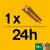 Indicação de dose: 1 stick por dia para cães com mais de 25 kg. Texto visível: 1x, 24h, 25 kg+.