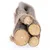 Quattro bastoncini di legno legati insieme, naturali con venature visibili e superficie ruvida.