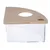 Square container with wooden lid and round hole, brand iTAK. Base made of transparent plexiglass.