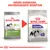 Porovnání starého a nového balení krmiva Royal Canin X-Small Sterilised pro dospělé psy, viditelný nápis -11 % kalorií. Text nahoře: NEUES AUSSEHEN, UNVERÄNDERTE REZEPTUR.