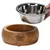 Futternapf-Set aus Holz und Edelstahl, herausnehmbare Edelstahlschale. Gravur: Designed by Lotte.