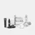 kooa. Set of various grooming tools for pets, including trimmer, brush, vacuum and accessories in white and black.