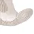 Close-up of a toy made of soft plush and ribbed fabric in beige.
