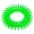 Groene kunststof ring met gekartelde randen, geschikt als speelgoed of kauwhulp.