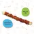 Chew stick made with 100% natural duck breast, only 2% fat, shown on a background with pet toy illustrations.