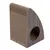 Scratching furniture made of cardboard with brown wood look, rectangular shape with rounded top and integrated cave area.