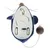 Toy mouse with plastic base, battery compartment and wooden bead on tail. Visible switches for activation.