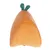 Coussin ou niche pour animal en tissu orange avec deux petites feuilles vertes sur le dessus, forme triangulaire arrondie. Aucun texte ni marque visible.