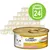 24 konzerv Purina Gourmet Gold Zarte Häppchen in Sauce, mit Lachs und Huhn. Na obale je biela mačka a obrázok krmiva v omáčke. 24 konzerv Purina Gourmet Gold Zarte Häppchen in Sauce, mit Lachs und Huhn. Na obale je biela mačka a obrázok krmiva v omáčke.