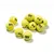 Bolas de ténis amarelas com o logótipo Karlie 30:15 e pegadas pretas, adequadas para brinquedo de animal de estimação.