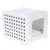 White cube box with square ventilation holes and padded lying surface inside. Modern design, suitable as a retreat. White cube box with square ventilation holes and padded lying surface inside. Modern design, suitable as a retreat.