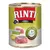 Lata de Rinti Sensible, texto visible: 100% Pute im Fleischanteil, nur 1 tierisches Protein, glutenfrei, +Kartoffel. Imagen de carne y patata. Para perros sensibles (texto en alemán).