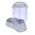 Transparent food or water dispenser with grey base and removable lid.