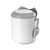 White food container with grey lid, cat ears design and side spoon holder. Embossed cat face on the front. White food container with grey lid, cat ears design and side spoon holder. Embossed cat face on the front.