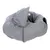 Grey, round pet bed with removable cover and integrated toy ball. Suitable for cosy retreats.