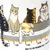 Illustration de chats avec une échelle graduée numérotée de 7 à 10, texte visible : 'CRAZY CAT LADY MEASURING DEVICE - PATENT PENDING', mentions en anglais sous chaque chat.