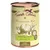 Terra Canis Hausmannskost für Hunde Gartentopf Gemüse-Obst-Mix, 100% Natur, garden casserole vegetable-fruit-mix tin with pumpkin, apple, carrot illustration. Text partly in German.