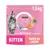 Purina ONE Bifensis Kitten, 1,5 kg, texte visible : Reich an Lachs. Image d’un chaton et de morceaux de saumon sur l’emballage.
