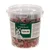 Seau de friandises pour chien PET REWARDS Training Snacks Trainer Mix, bouchées en forme d’os multicolores, étiquette verte avec photo de chien et texte descriptif visible.