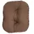 Brown, padded cushion with leopard print on the edges. Rectangular shape and visible seams in the centre.
