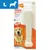 Nylabone Dura Chew, for POWERFUL chewers, CHICKEN flavored. Pakning med stort tyggeben i hvid plastik, billede af en golden retriever, mærket L øverst til venstre.