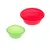 Two foldable silicone bowls in red and green, suitable for travel or on the go.