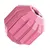 Pink toy ball with textured grooves and opening, suitable for interactive play or filling.