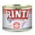 Scatoletta Rinti Sensible, testo visibile: 'Ausschliesslich mit Rind + Reis, exklusive Proteine', immagine di cane stilizzato sulla confezione.