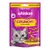 Whiskas Crunch! Leckeres Topping, mit Huhn, Truthahn & Ente. Nieuwe verpakking, gelijke smaak. 100 g zak met afbeelding van kat en voer in gele kom. Tekst deels in het Duits.