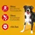 Ohne künstliche Aromastoffe, Ohne künstliche Farbstoffe, <5% Fett (texte en allemand) à côté d’un chien noir et blanc sur fond orange.
