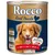 Rocco Real Hearts hondenvoer, 800 g blik. Tekst: extra grote vleesstukken, vers vlees 100%, kracht & energie. Smaak: rund (rind, beef, boeuf).