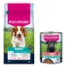 Croquettes Eukanuba Premium Nutrition 12 kg ou 15 kg pour chien + boîtes 3 x 400 g offertes ! -Adult Small et Medium Breed saumon (12 kg) + Adult Riche en Bœuf et Citrouille