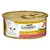 Purina Gourmet Gold нежный паштет с овощами, с форелью и томатами. На изображении золотая банка с белой кошкой и изображением продукта.