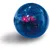 Blauer Kunststoffball mit rotem LED-Licht im Inneren, geeignet für interaktives Spielen.