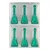 Plaquette de 6 pipettes unidoses en plastique transparent contenant un liquide vert, emballées individuellement sous blister argenté. Aucun texte ou marque visible.
