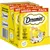 Dreamies Mega Pack cu brânză delicioasă, 4 x 180 g = 720 g. Ambalajul prezintă o pisică jucăușă și gustări cu brânză.