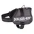 Julius-K9 harness, grey with reflective stripes and 'Glowing in dark' inscription.