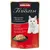 Animonda Vom Feinsten Hühnchenfilet + Rindfleisch in Tomatensauce. Abbildung einer weissen Katze und serviertem Gericht auf schwarzem Teller.